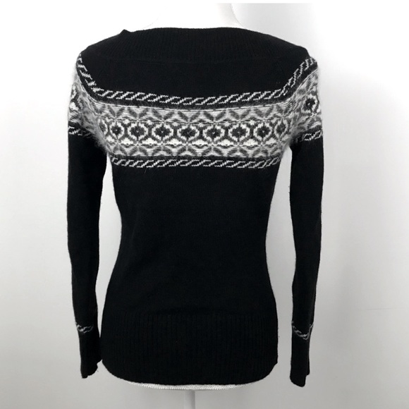White House Black Market Black & White Fair Isle Sweater: Cashmere, Lambs Wool.. - Picture 7 of 15